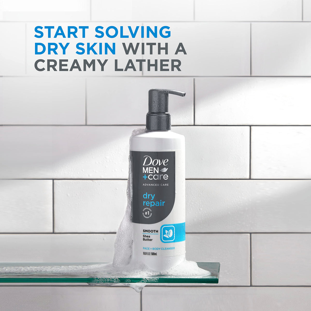 DOVE MEN + CARE shea butter close-up texture highlighting moisturizing ingredient