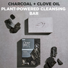 Dove Men+Care bar in hand for scale demonstrating compact 3.51 oz size