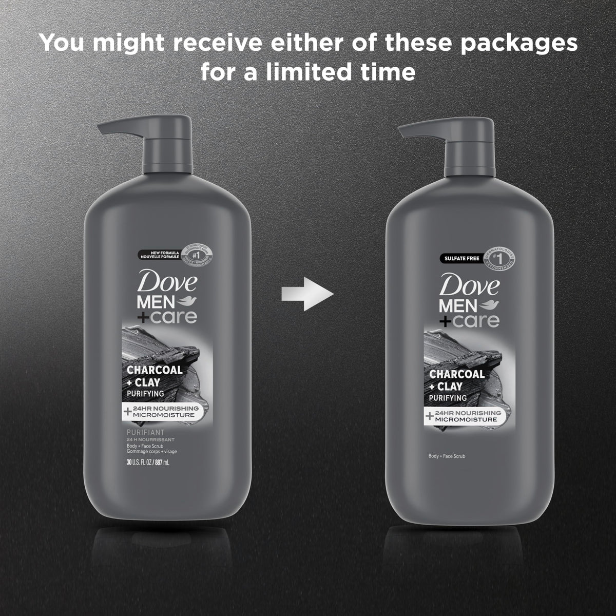DOVE MEN + CARE close-up of scrub texture revealing exfoliating particles