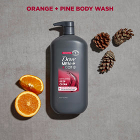 Dove Men+Care creamy lather with fine exfoliating beads showing gentle texture