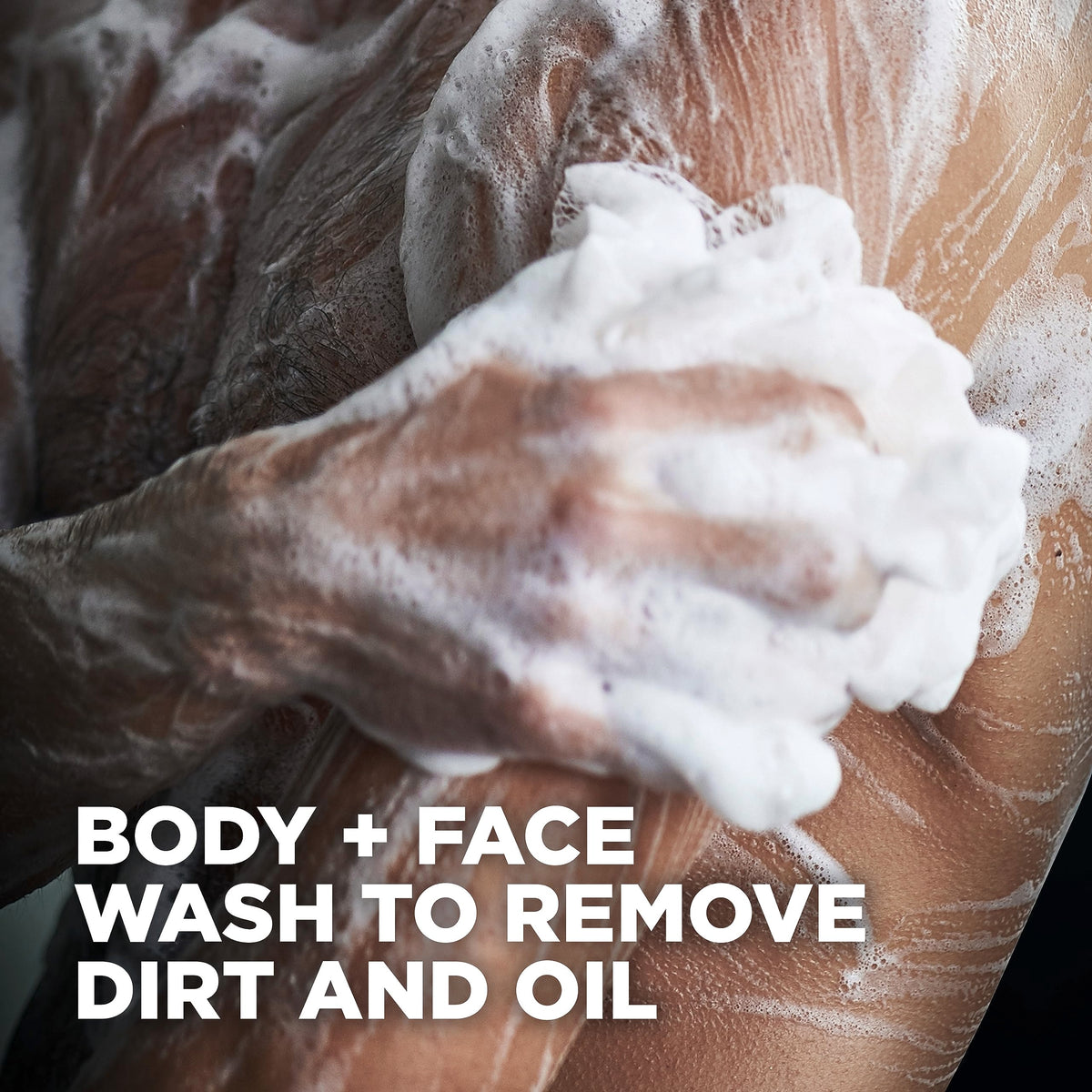 DOVE MEN + CARE lather texture close-up showing rich foam and effective cleansing