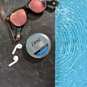 Dove Men+Care side label detail highlighting ingredients and clear usage instructions benefit
