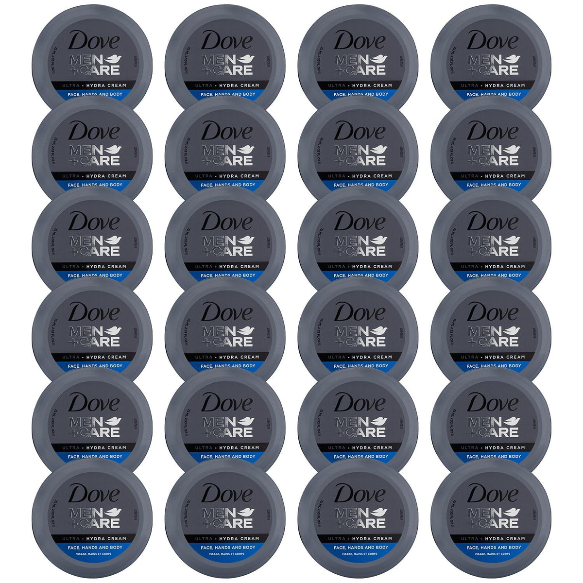 Dove Men+Care front packaging showing compact travel jar benefit portability