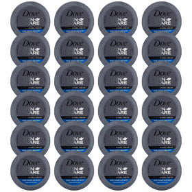 Dove Men+Care front packaging showing compact travel jar benefit portability