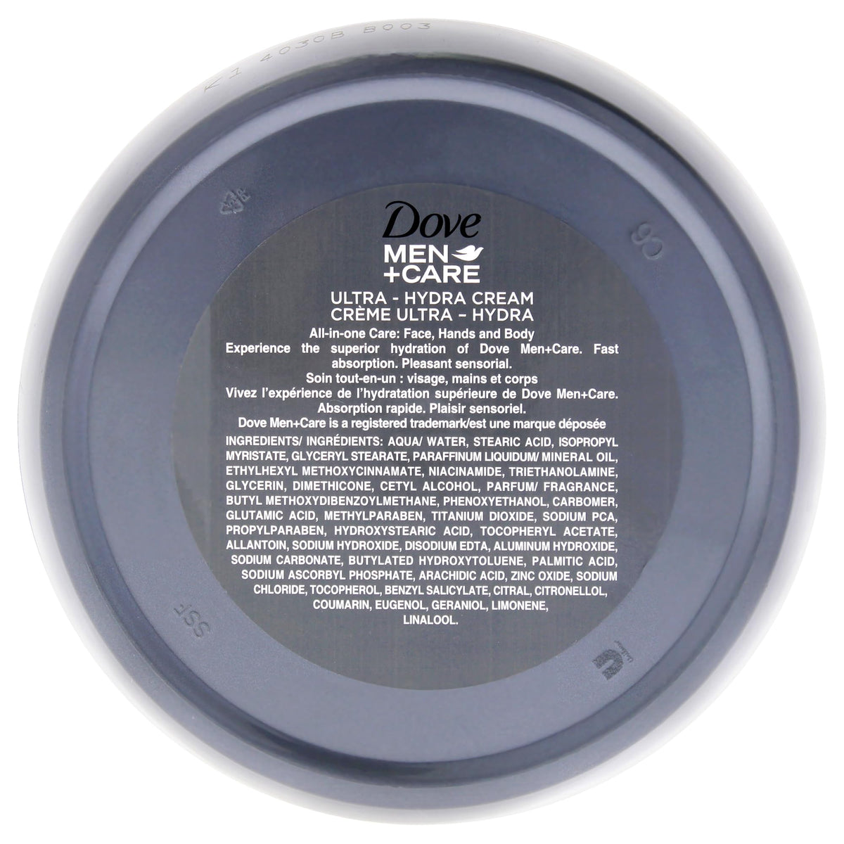 Dove Men+Care Ultra Hydra Cream texture on hand demonstrating fast absorption and hydration benefit