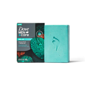 DOVE MEN + CARE bar being used to shave indicating smooth glide and hydration