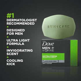 Dove Men+Care bar lather used for shaving showing smoother glide