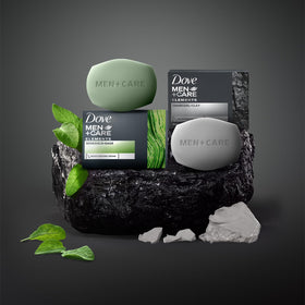 Dove Men+Care label and ingredients display showing transparent formula benefit