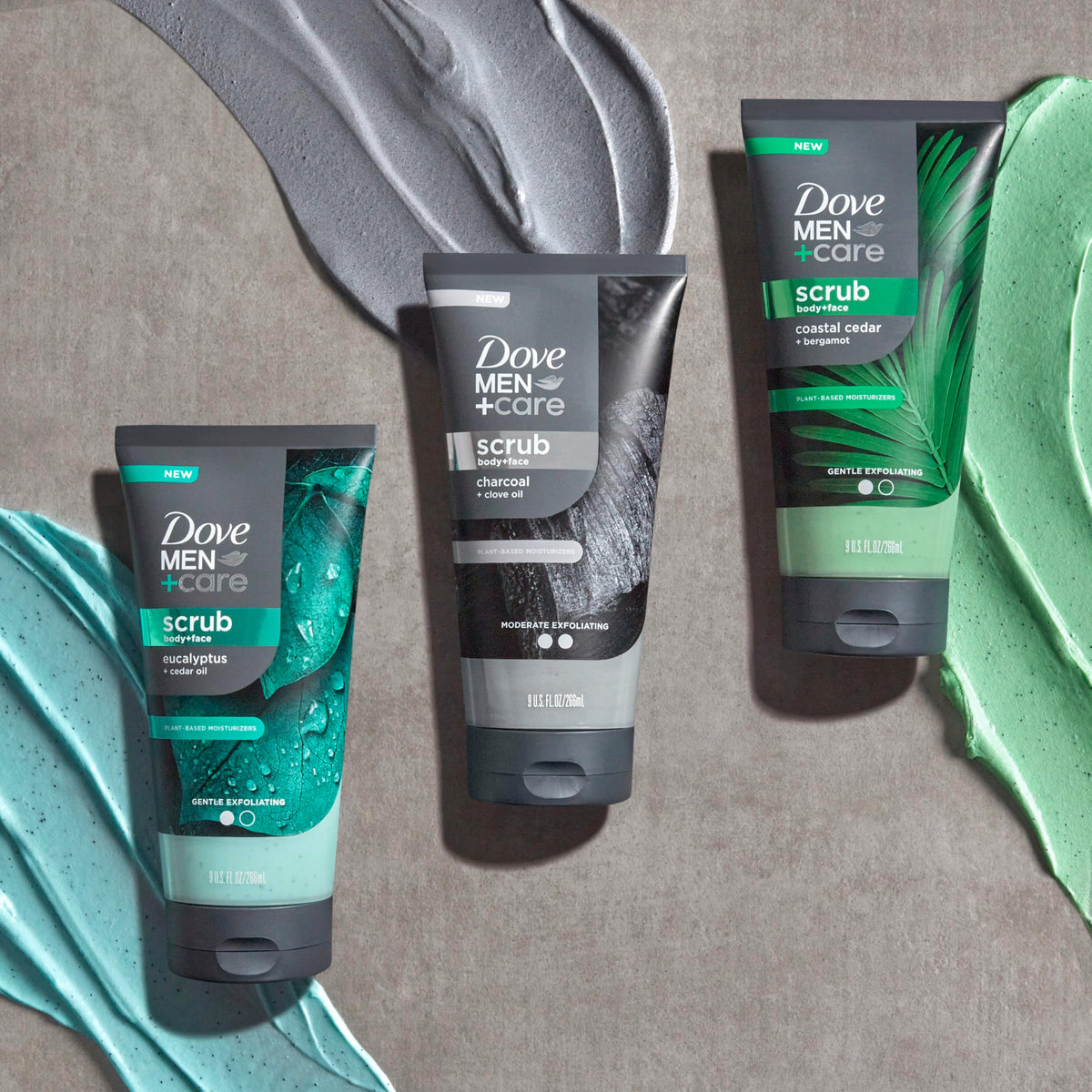 Dove Men+Care on bathroom shelf with complementary grooming products