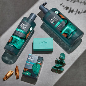 Dove Men + Care rich lather close-up demonstrating moisturizing foam benefits