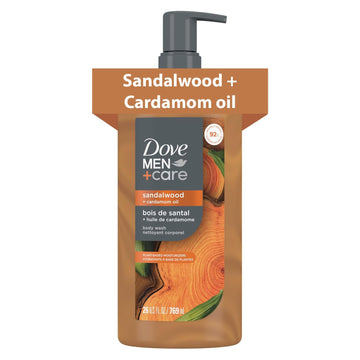 DOVE MEN + CARE front packaging showing bottle and fragrance benefit