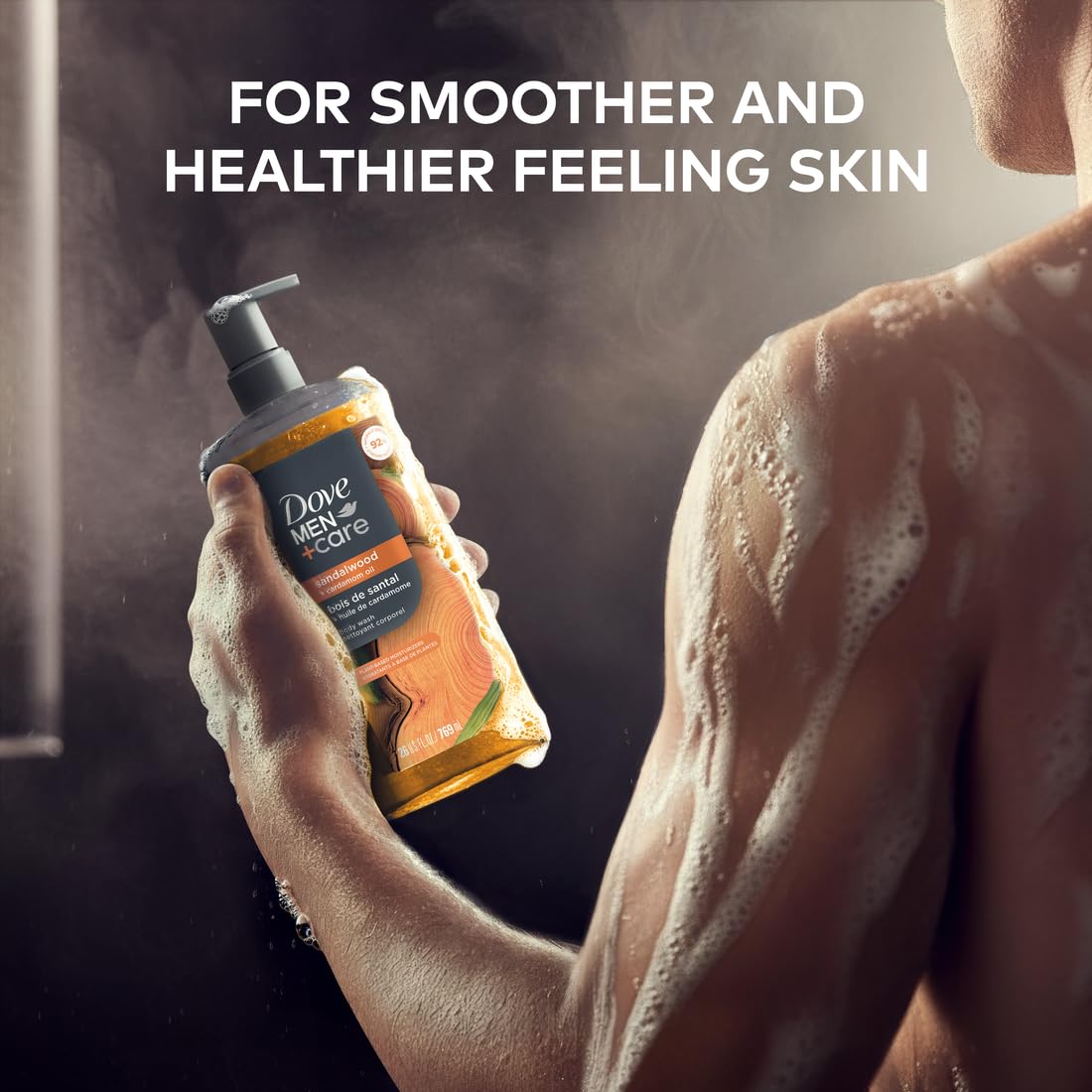 DOVE MEN + CARE pump close-up for easy one-handed dispensing benefit