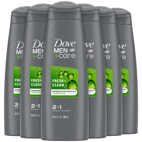 Dove Men+Care front packaging showing bottle and branding, clear product identification and benefit