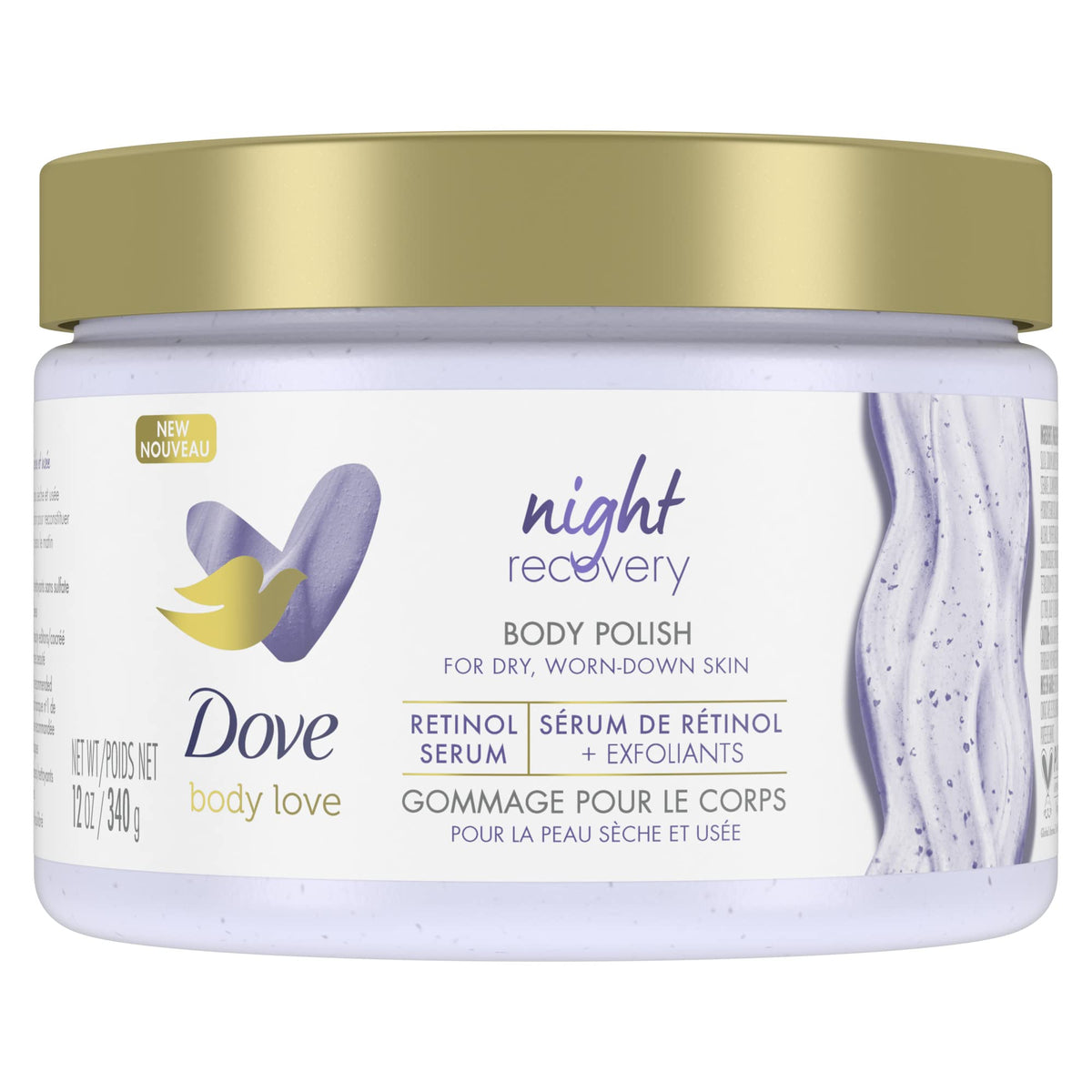 Dove night recovery front jar showing packaging and product name for clear identification