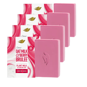 Dove front packaging showing oat milk berry brulee and moisturizing benefit