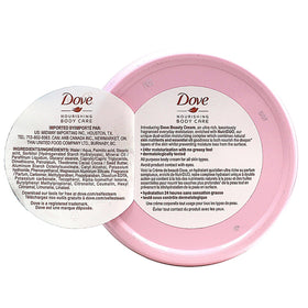Dove open jar close-up highlighting creamy texture and quick absorbency