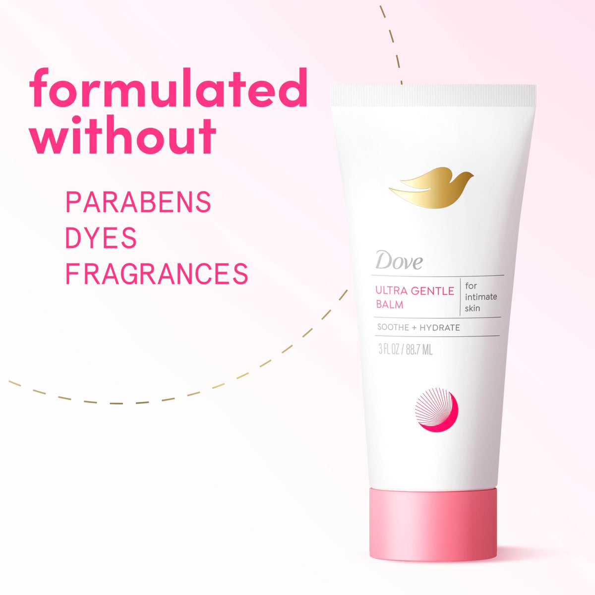 Dove open tube with balm visible for targeted vulvar hydration benefit