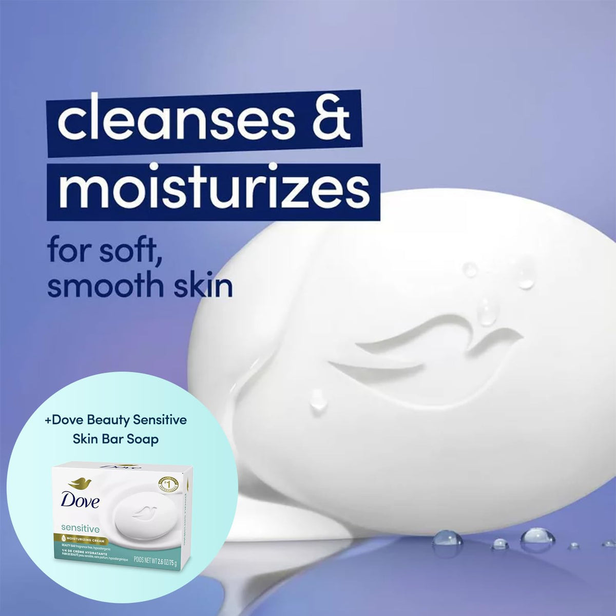 Dove Original bar close-up showing moisturizing cream texture benefit