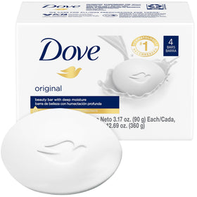 Dove original beauty bar front packaging showing moisturizing benefit