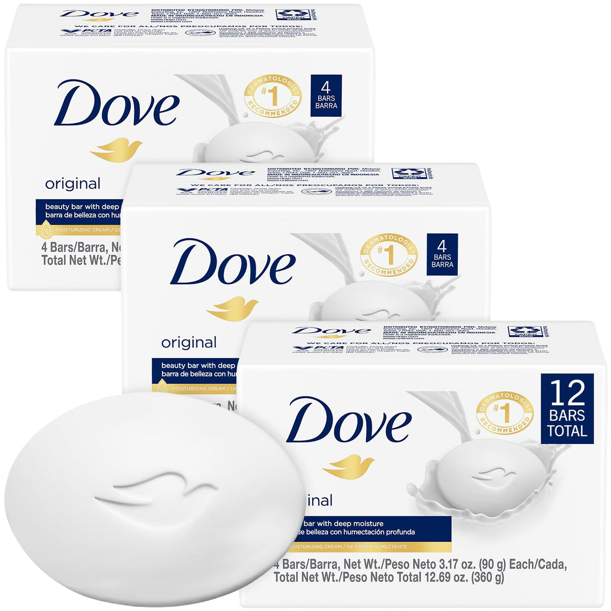 Dove front packaging showing brand and moisturizing benefit