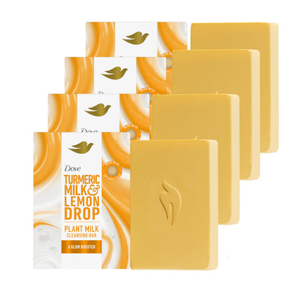 Dove pack front showing turmeric milk lemon drop scent and gentle benefits