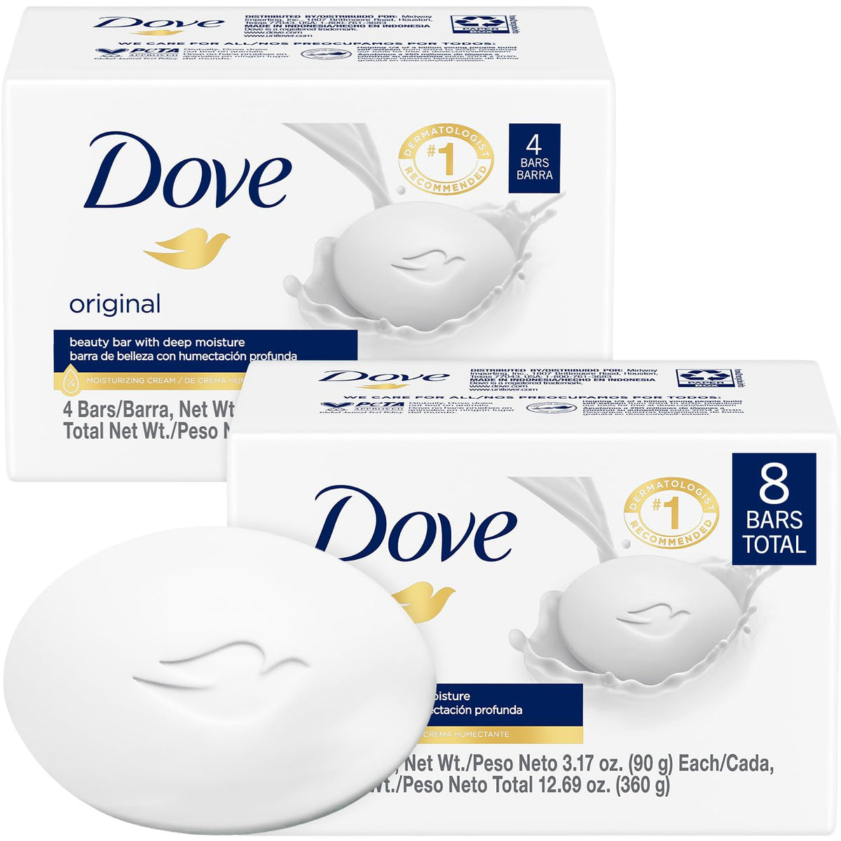 Dove packaging front showing two boxes and moisturizing benefit