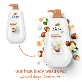 Pump dispensing Dove body wash for easy, mess-free application