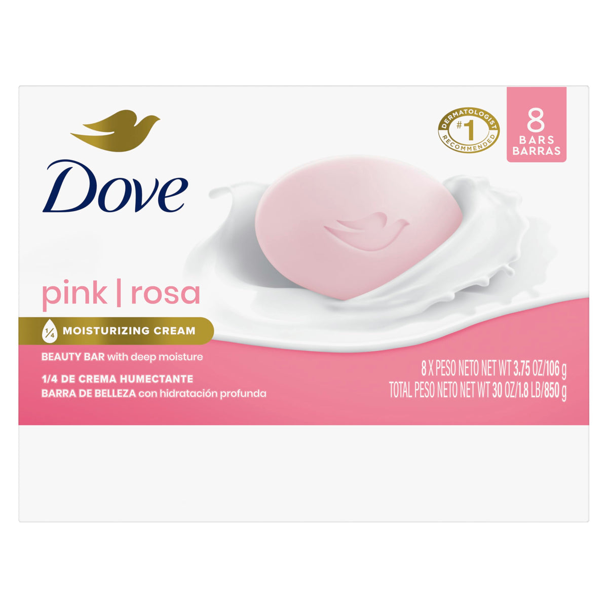 Dove Pink Rosa bar texture close-up highlighting creamy moisturizing finish