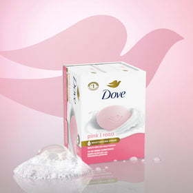Dove Pink Rosa lather in hands demonstrating gentle, nourishing foam