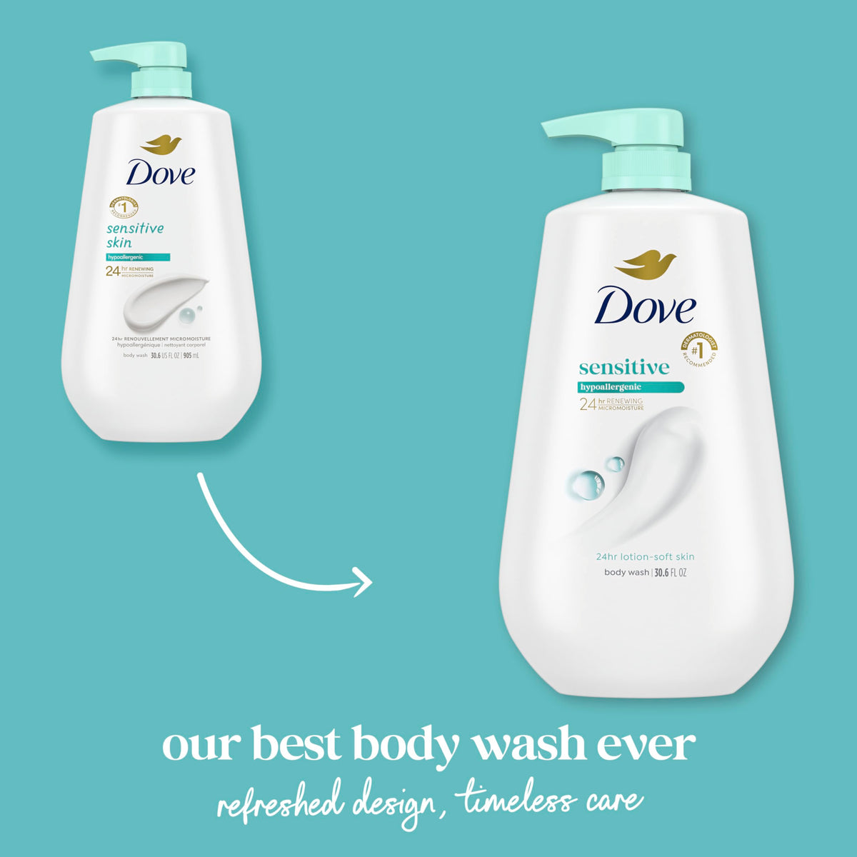 Dove pump dispensing foam to show easy use and gentle lathering benefits