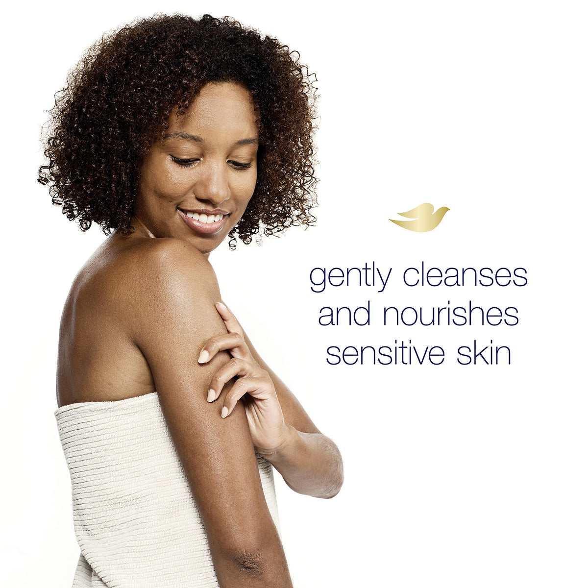Dove pump dispensing creamy foam demonstrating quick, mild lathering