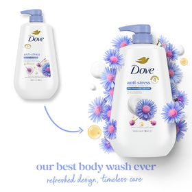 Dove pump dispensing into hand demonstrating convenient use and nourishing feel
