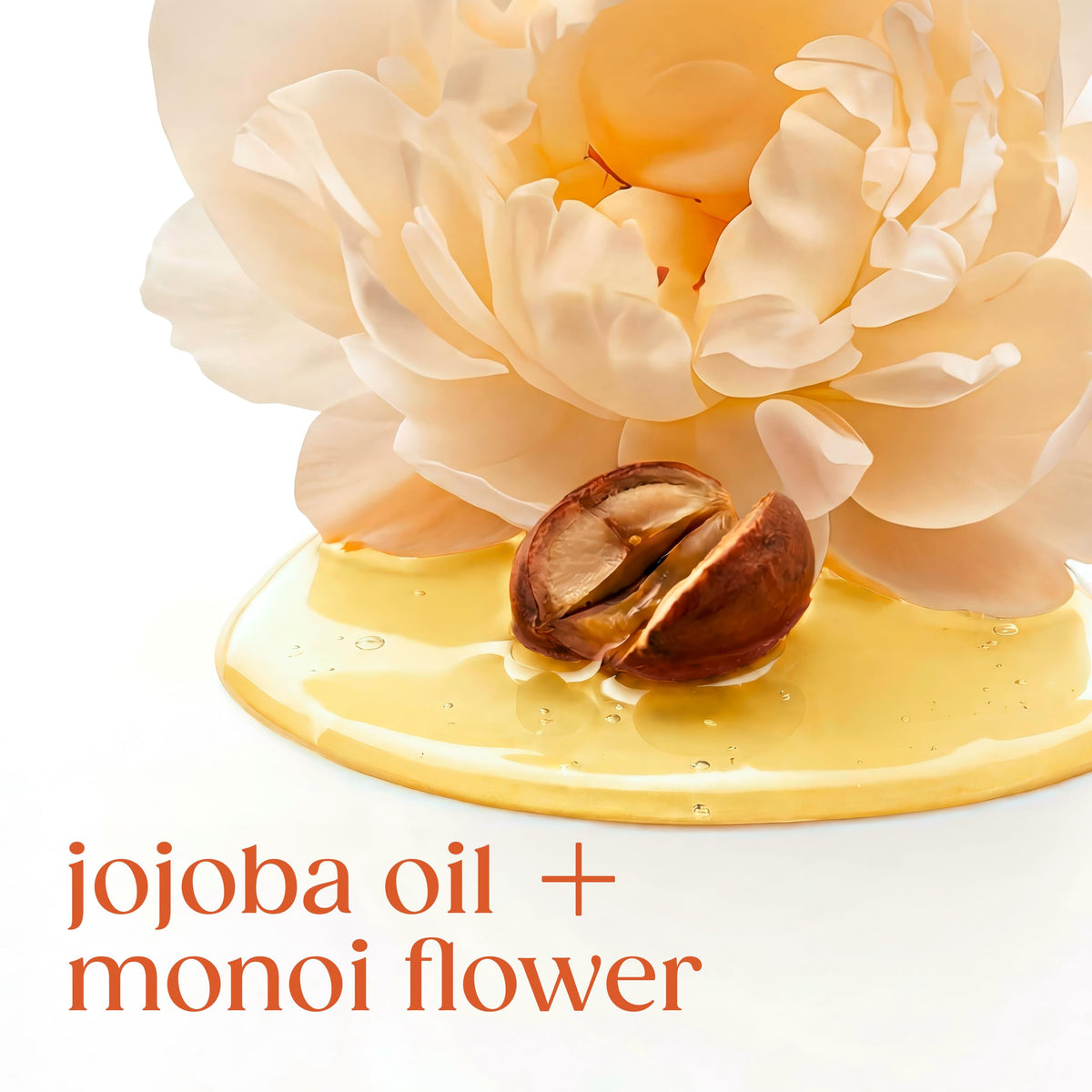 Dove radiance jojoba oil closeup indicating nourishing oil blend for hydration