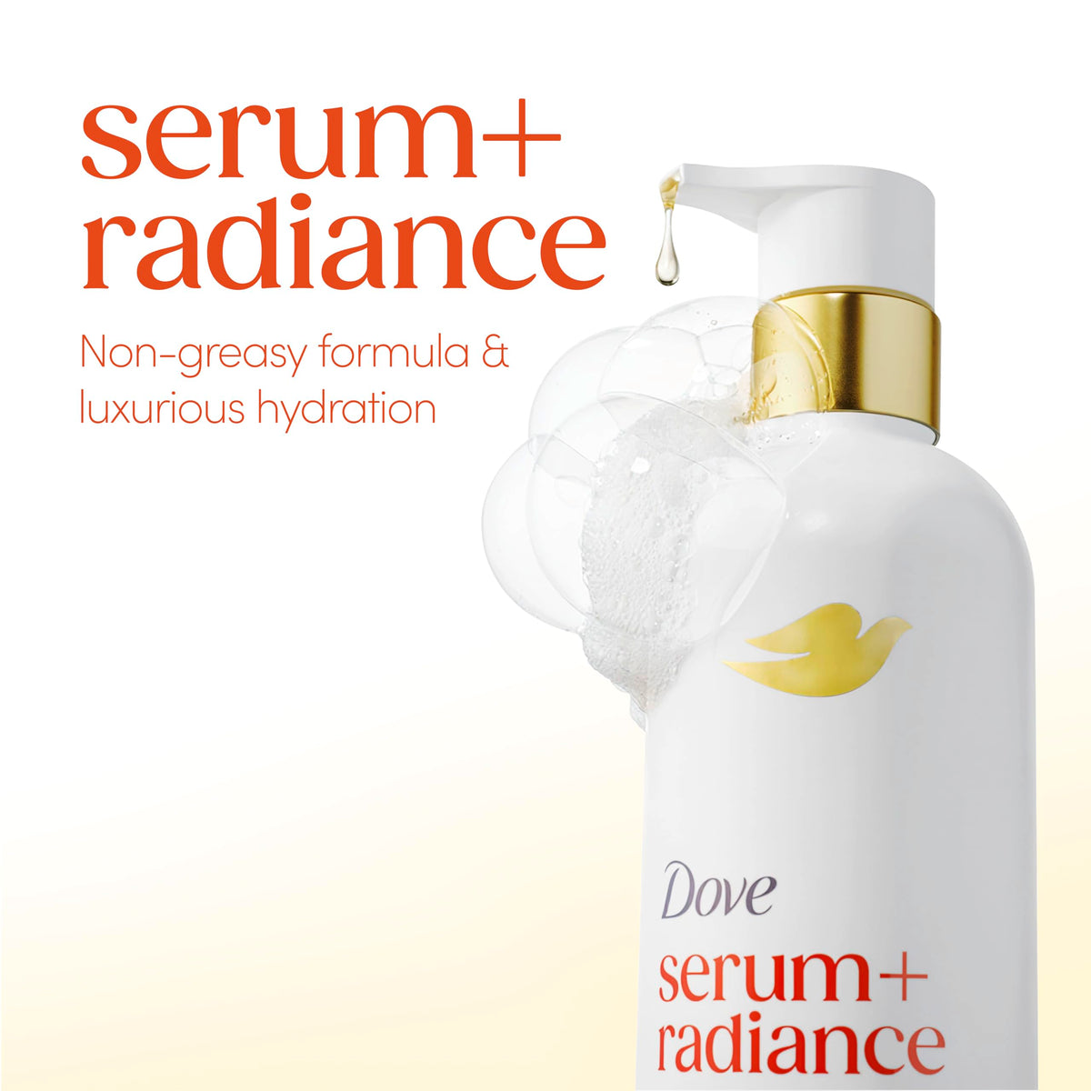 Dove radiance creamy lather texture demonstrating moisturizing foam for soft skin