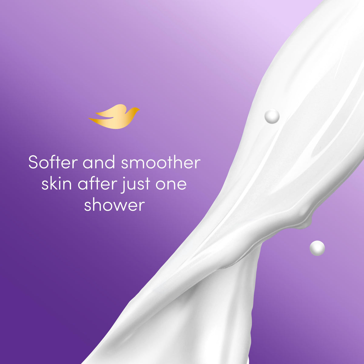 Person in shower using Dove showcasing relaxing scent and hydrated skin benefit