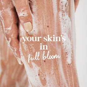Dove body wash lather on loofah demonstrating rich cleansing and hydration