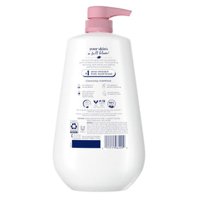 Dove label close-up highlighting product name and gentle moisturizing benefit