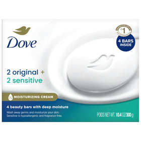 Dove Sensitive Skin bar close-up highlighting fragrance-free benefit