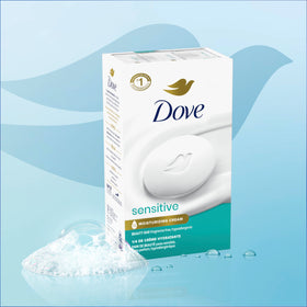 Dove bar placed in bathroom setting suggesting daily routine comfort and softness