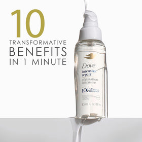 Dove serum drop texture illustrating concentrated protein builders benefit