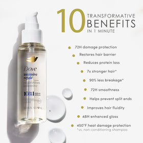 Dove serum oil pump close-up highlighting easy dosing benefit