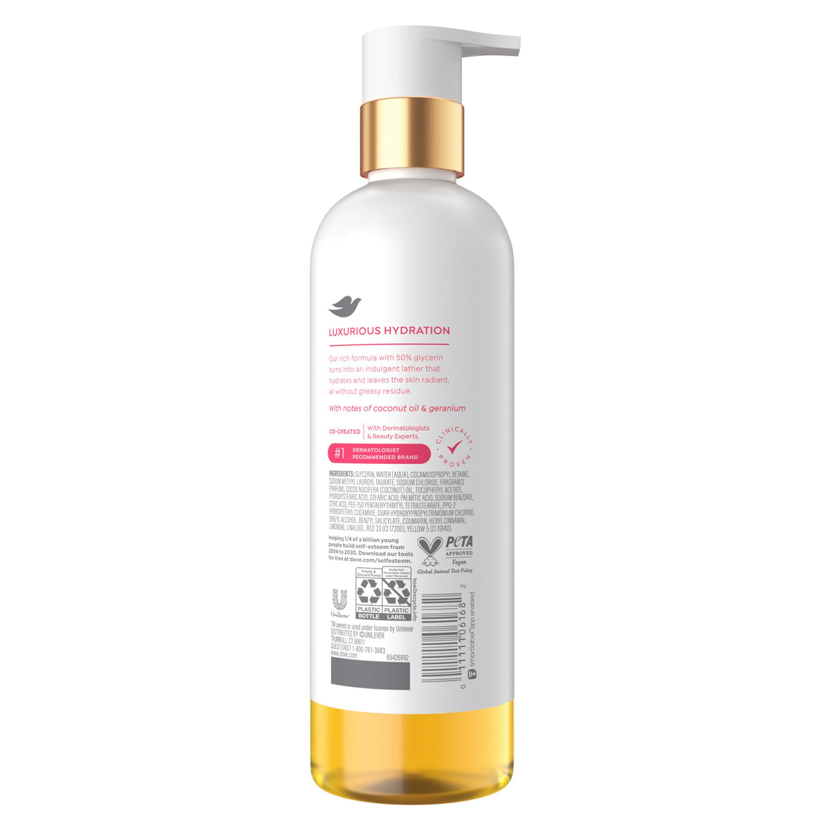 Dove Serum+ pump dispensing oil-to-cream body wash for easy use