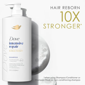 Dove shampoo bottle on bathroom shelf showing everyday routine compatibility