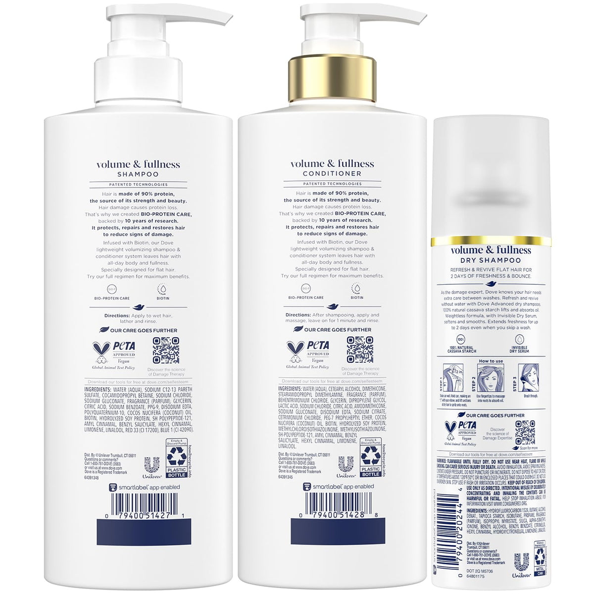 Dove shampoo pump bottle close-up highlighting easy dispensing benefit