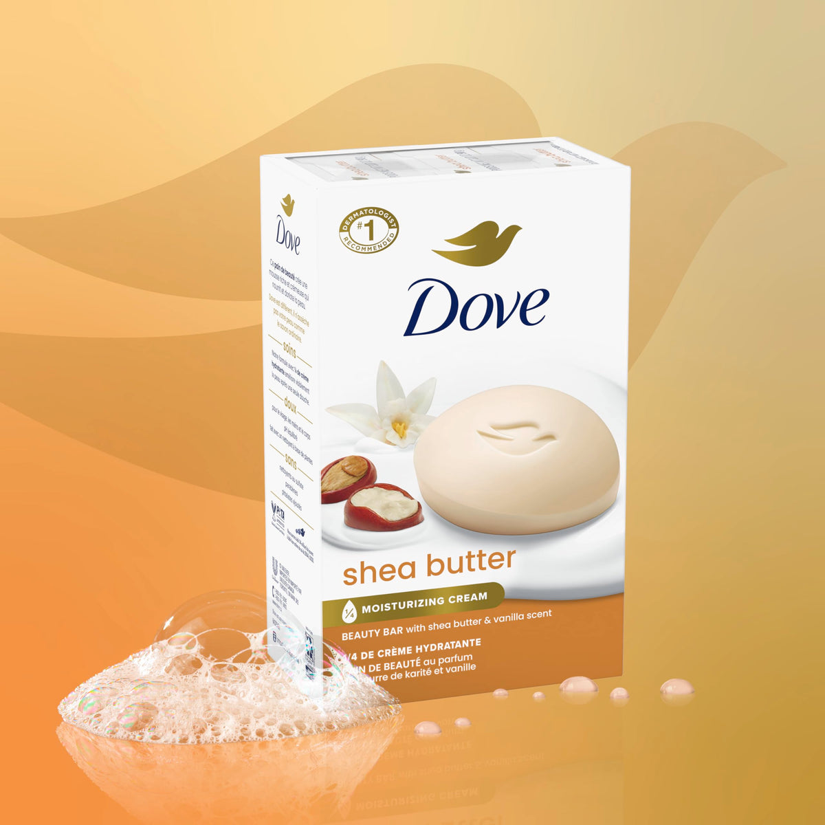 Close-up of Dove lather demonstrating rich foam and softening effect