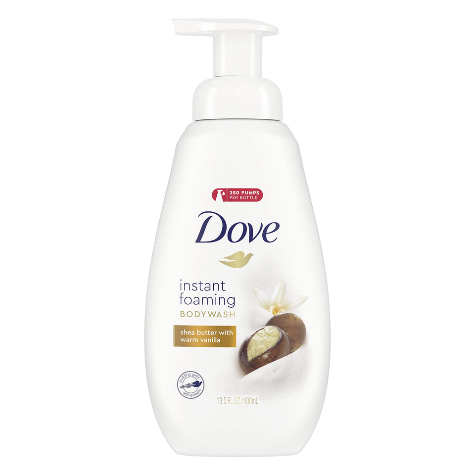 Dove front packaging showing bottle and scent for clear product identification and appeal