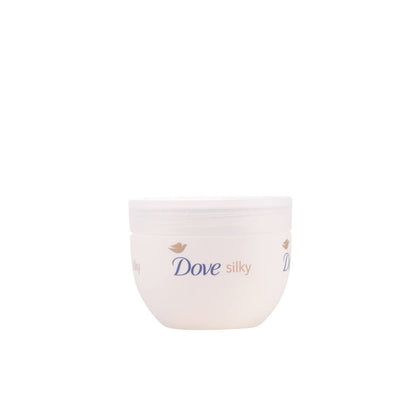 Dove tub front view showing label and silky cream for soft radiant skin