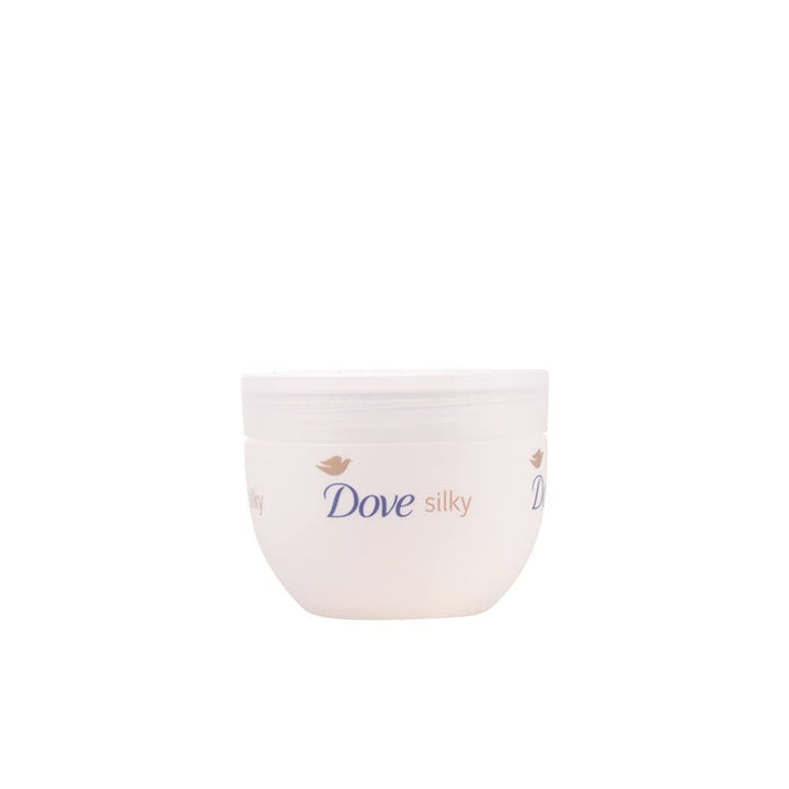Dove tub front view showing label and silky cream for soft radiant skin