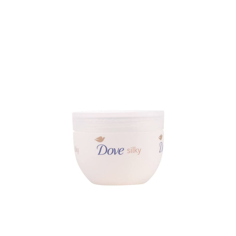 Dove tub front view showing label and silky cream for soft radiant skin