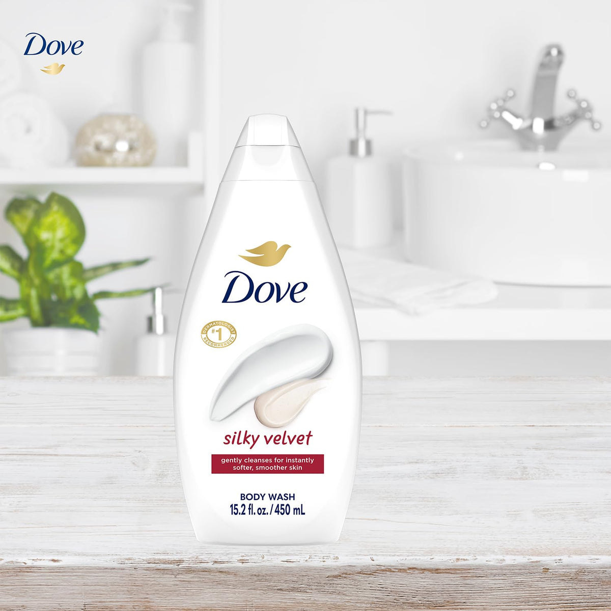 Dove in-shower lifestyle scene demonstrating gentle, nourishing cleanse